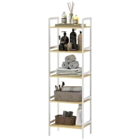 HOMCOM Five-Tier Bamboo Adjustable Shelf Storage Unit(m-11)