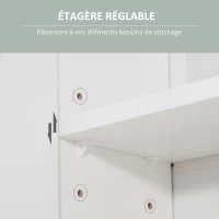 kleankin Armoire murale miroir de salle de bain avec portes et étagère réglable - dim. 54L x 15,2l x 55,3H cm blanc(m-6)