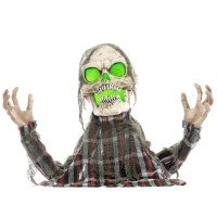 HOMCOM Halloweendekoration Groundbreaker-Skelett, biegsame Arme, leuchtende Augen, unheimliches Heulen