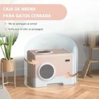 PawHut Arenero para Gatos con Pala Bandeja Extraíble 2 Puertas Entrada Principal y Salida Superior 52x41x38,5 cm Ros(m-7)