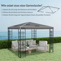 Outsunny 3 x 3 m Ersatzplane für Pavillon, Plane für Garten-Pavillon, mit Wasserablauföffnungen, UPF30+, Dunkelgrau(m-3)