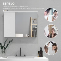 HOMCOM Armario con Espejo para Baño con Estante Ajustable Mueble para Baño Estilo Moderno 65x15x49 cm Blanco(m-4)