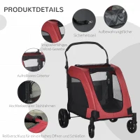 PawHut Hundebuggy Hundewagen Hundeanhänger Hundetasche Haustiere Oxford Groß Rot+Schwarz 98x82x110 cm(m-6)