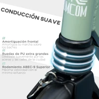 HOMCOM Patinete Plegable para Adultos y Niños de +14 Años Scooter con Manillar Ajustable 91,5x36,5x91-104 cm Verde(m-7)