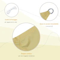 Outsunny Vela Ombreggiante Rettangolare, Tenda da Sole per Esterno in Poliestere Anti UV Traspirante 3x4m Color Sabbia(m-5)