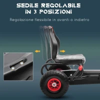 HOMCOM Go Kart a Pedali per Bambini da 5-12 Anni con Sedile Regolabile e Ruote in Gonfiabili, Rosso(m-4)
