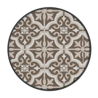 Outsunny Φ60 Garden Table, with Glass Printed Tabletop - Brown(m-7)