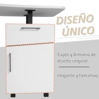 HOMCOM Mesa Escritorio 150 cm con Cajón y Armario con Balda Ajustable Mesa para Ordenador Multiusos de Canto Redondo 150x60x76 cm Blanco(m-5)