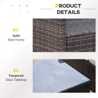Outsunny 3 Pieces Outdoor PE Rattan Corner Sofa Set with Thick Cushions, Patio Rattan Garden Furniture with Glass Top Coffee Table and Footstool, Brown(m-6)