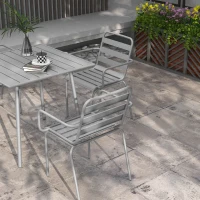Outsunny 5-teilige Gartensitzgruppe Outdoor Sitzgruppe Gartenmöbel-Set, wetterbeständig, modernes Design, 80 x 80 x 74 cm, Grau(m-7)