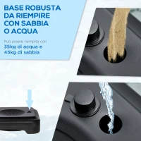 HOMCOM Canestro Portatile per Bambini, Altezza Regolabile 110cm, 130cm e Base da Riempire con Acqua (35kg) o Sabbia (45kg)(m-5)