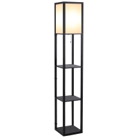 HOMCOM Lampadaire Étagère 4 Niveaux MDF Noir