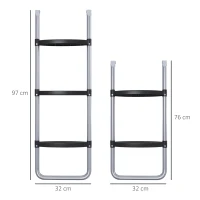 SPORTNOW Galvanised Steel Trampoline Ladder, 2 Steps/3 Steps Outdoor Trampoline Accessories for 6ft, 8ft, 10ft, 12ft, 13ft, 14ft, 16ft Trampoline, 97L x 32Wcm, Silver Tone(m-3)