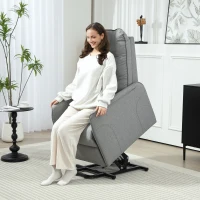 HOMCOM Aufstehsessel, Recliner-Sessel mit Aufstehhilfe, elektrischer Relaxsessel mit Fernbedienung, Seitentasche, Grau(m-2)