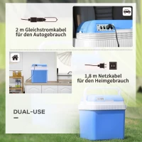 Outsunny 24L Auto-Kühlschrank Kühlbox Mini-Kühlschrank tragbar DC 12V AC 220V/240V für Auto und Camping Blau 40 x 30 x 43 cm(m-7)
