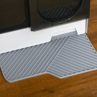 PawHut Hooded Cat Litter Tray with Scoop, Cat Litter Box with Drawer Pan, Handle, Deodorants, Hut Design, Front Entrance, 47 x 45 x 42cm - Grey(m-9)