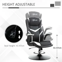 Vinsetto Gaming Chair Ergonomic Computer Chair with Adjustable Height Pedestal Base, Home Office Desk Chair PVC Leather Exclusive Swivel Chair Black(m-4)