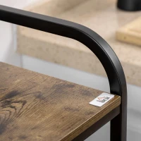 HOMCOM Mobile Cucina a 4 Livelli con 6 Ganci, 2 Vassoi e 4 Ripiani Rimovibili in MDF e Acciaio, 60x40x112 cm, Marrone(m-9)