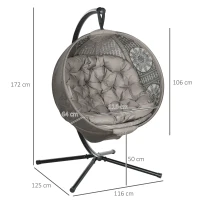 Outsunny Round Egg Basket Chair, with Steel Stand, Sand(m-3)