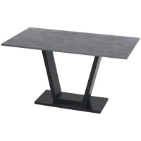 HOMCOM Tavolo da Pranzo per 4-6 persone con Piano Effetto Marmo, 140x80x76cm, Nero(m-10)