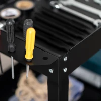 DURHAND Chariot desserte d'atelier acier 3 plateaux sur roulettes avec poignée charge max. 150 kg 83 x 35,3 x 76 cm acier noir(m-8)