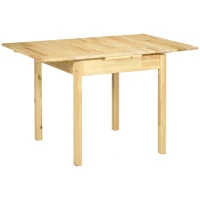 HOMCOM Mesa de Comedor Extensible de Madera Mesa de Cocina con Alas Abatibles para 2-4 Personas Carga 50 kg 120x80x75cm Natural(m-1)
