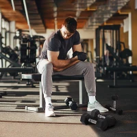 HOMCOM Rubber Dumbbell Set Sports Hex Weight Sets Home Gym Fitness Lift Strength Training Exercise 2 x 5kg, 2 x 6kg, 2 x 8kg(m-2)