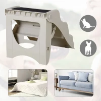 PawHut Escalier pour chien animaux pliable 3 marches antidérapant pliable portable charge max. 15 Kg 49L x 39l x 39H cm plastique crème(m-7)