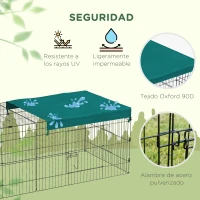 PawHut Jaula para Animales Pequeños de Acero con Puertas y Tela Superior para Conejos Chinchillas Gallinas 220x85x70 cm Verde(m-8)
