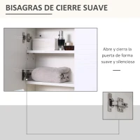 kleankin Armario de Baño con Espejo Mueble Auxiliar Montado en Pared con Estane Abierto y 2 Puertas con Balda Interior Ajustable 54x15x55 cm Blanco(m-7)