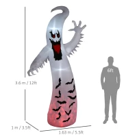 Outsunny 11.8ft Scary Inflatable Ghost Halloween Decoration, with Accessories(m-3)