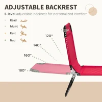 Outsunny Set of Two Folding Sun Loungers - Red(m-4)