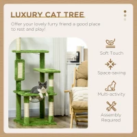 PawHut 142cm Cat Tree Tower, with Scratching Post, Hammock, Toy Ball, Platforms - Green(m-4)