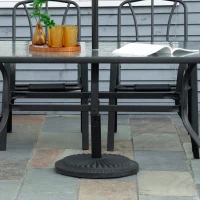 Outsunny 14kg Round Cement Parasol Base Umbrella Weight Stand Holder Fits Φ35mm,Φ38mm,Φ48mm Pole for Patio Outdoor Garden - Black(m-2)