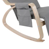 HOMCOM Fauteuil à bascule luxe confort et relaxation repose-pied réglable déhoussable 66 x 90 x 92,5 cm bois massif gris clair(m-7)
