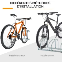 HOMCOM Râtelier 4 vélos dim. 110L x 33l x 27H cm acier galvanisé argent(m-9)