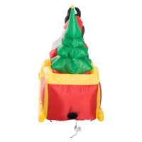 HOMCOM Large Self-inflating Inflatable Xmas Santa Claus Sledge Sleigh w/Reindeer LED Outdoor Blow Up Christmas Decoration(m-7)
