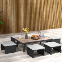 Outsunny Gartenstuhauflage Sitzpolster Gartenpolster, mit Steppung, 40 x 40 x 4 cm, Hellgrau(m-6)