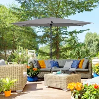 Outsunny 3 x 2m Garden Parasol Umbrella, Outdoor Market Table Umbrella with Aluminium Pole & Crank, Rectangular Tilting Parasol Sun Shade Canopy, Grey(m-10)