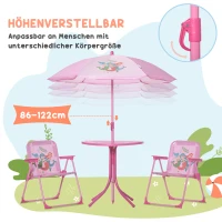 Outsunny 4-teiliges Gartenmöbel-Set für Kinder, mit Hai-Motiv, 1 Hollywoodschaukel, 2 Stühle, 1 Sonnenschirm mit Tisch, Rosa(m-6)
