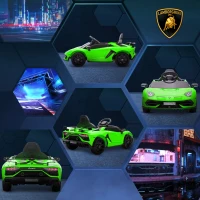 HOMCOM Macchina Elettrica per Bambini a 12V Licenza Lamborghini con Clacson e Telecomando, 107.5x63x42 cm, Verde(m-9)