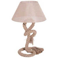 HOMCOM Table Lamp Bedside Light Indispensable Nautical Twisted Rope Glow E27 Bedroom Living Room Beige(m-11)