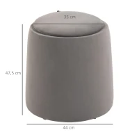 HOMCOM 2-in-1 Hocker in Samtoptik inklusive Stauraum und abnehmbaren Deckel Φ44 cm x 47,5 cm Grau(m-3)