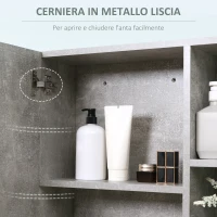 kleankin Specchiera Bagno a Parete con Anta e Mensole Laterali in Legno, 80x19.8x64cm(m-5)