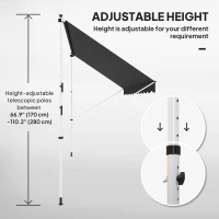 Outsunny 3x1.5m  Adjustable Outdoor Aluminium Frame Awning Black(m-7)
