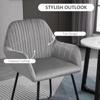 HOMCOM Modern Arm Chair Upholstered Accent Chair with Metal Base for Living Room Grey(m-4)