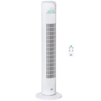 HOMCOM 30'' Freestanding Tower Fan, 3 Speed 3 Mode, 10h Timer, 70 Degree Oscillation, LED Light, 5M Remote Controller, White(m-1)