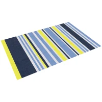 Outsunny Reversible Outdoor Rug, Waterproof Plastic Straw Mat for Backyard, Deck, RV, Picnic, Beach, Camping, 121 x 182 cm, Dark Blue and Yellow(m-10)