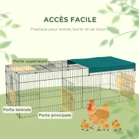 PawHut Parc enclos modulable acier avec bache pour lapins rongeurs petits animaux intérieur extérieur 220L x 85l x 70H cm vert(m-4)