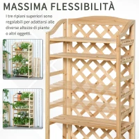 Outsunny Scaffale Porta Piante da Esterno, Fioriera da Balcone Pieghevole con 4 Mensole Regolabili, Arredamento da Giardino e Casa in Legno, 67x33x123cm(m-6)